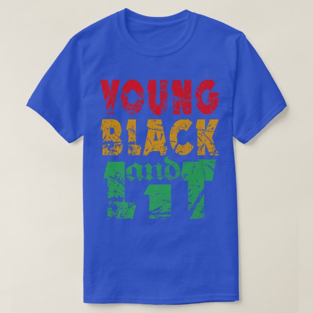 Young Black and Lit Pride African American History T-Shirt (Design Front)