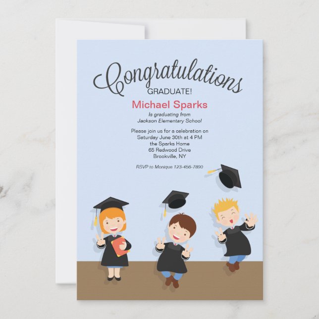 Young Boy Graduate Graduation Invitation (Front)