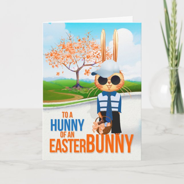 Young Boy Handsome Boyish Easter Bunny Holiday Card (Front)