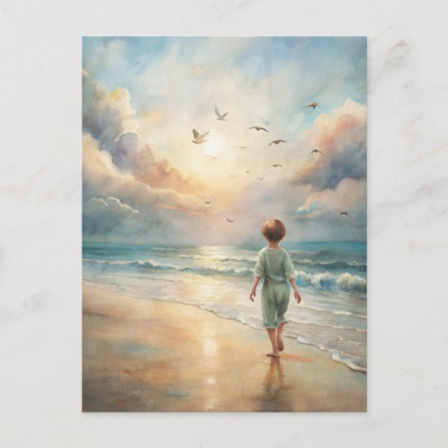 Young Boy on Beach Postcard (Front)