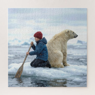 Young Boy on Ice Rescuing a Polar Bear Jigsaw Puzzle