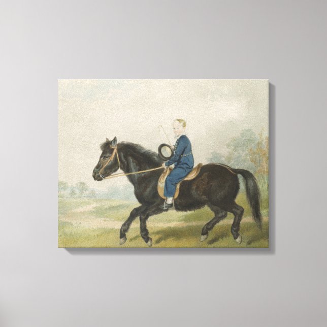 Young Boy Riding a Pony (by Penry Williams) Canvas Print (Front)