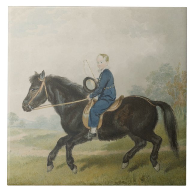Young Boy Riding a Pony (by Penry Williams) Tile (Front)