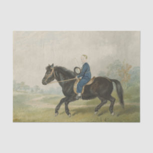 Young Boy Riding a Pony (by Penry Williams) Tissue Paper