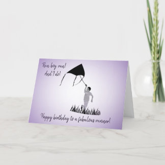 Young Boy Runner with Kite Birthday Card