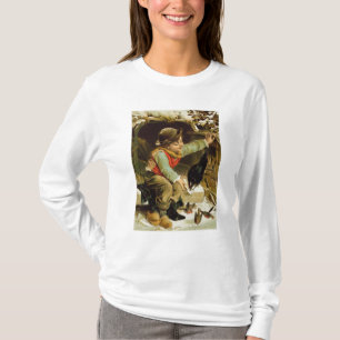 Young Boy with Birds in the Snow T-Shirt