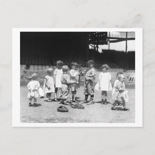Young Boys and Girls on the Baseball Field Postcard (Front)