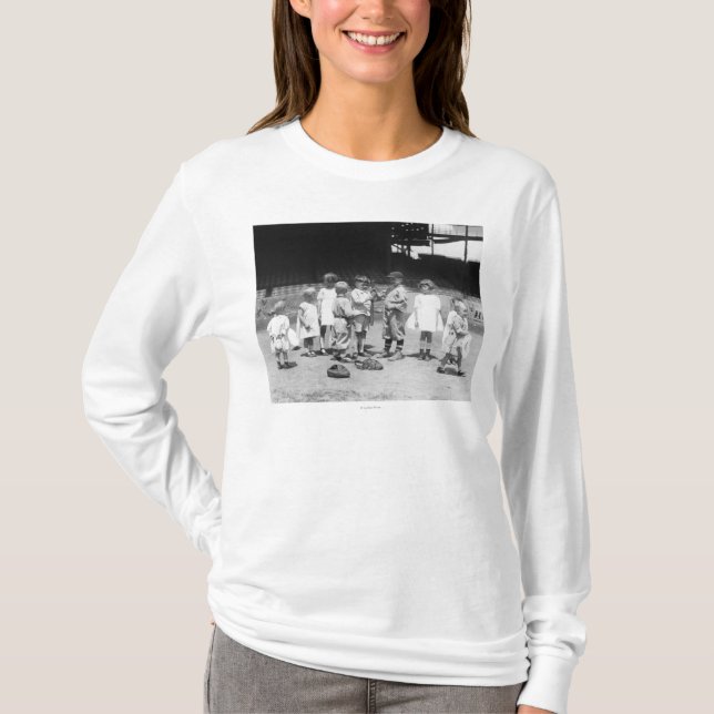 Young Boys and Girls on the Baseball Field T-Shirt (Front)