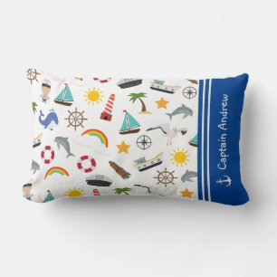 Young Boy's Captain Sailor Nautical Lumbar Cushion