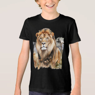 Young boys lion t-shirt in black. Tri-Blend shirt