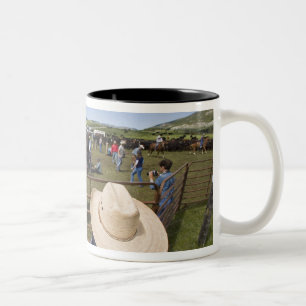 Young boys take in the 2007 Hughes Ranch Two-Tone Coffee Mug