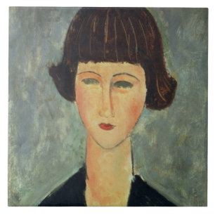 Young Brunette, 1917 (oil on canvas) Tile