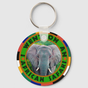 Young bull elephant safari key ring
