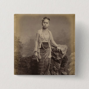 Young Burmese girl, c.1875 15 Cm Square Badge