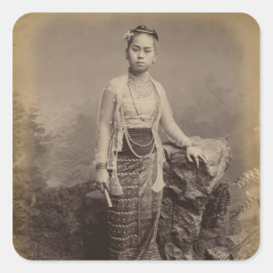 Young Burmese girl, c.1875 Square Sticker