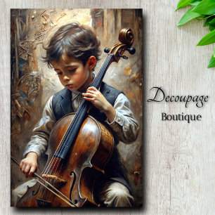 Young Cellist Decoupage Tissue Paper