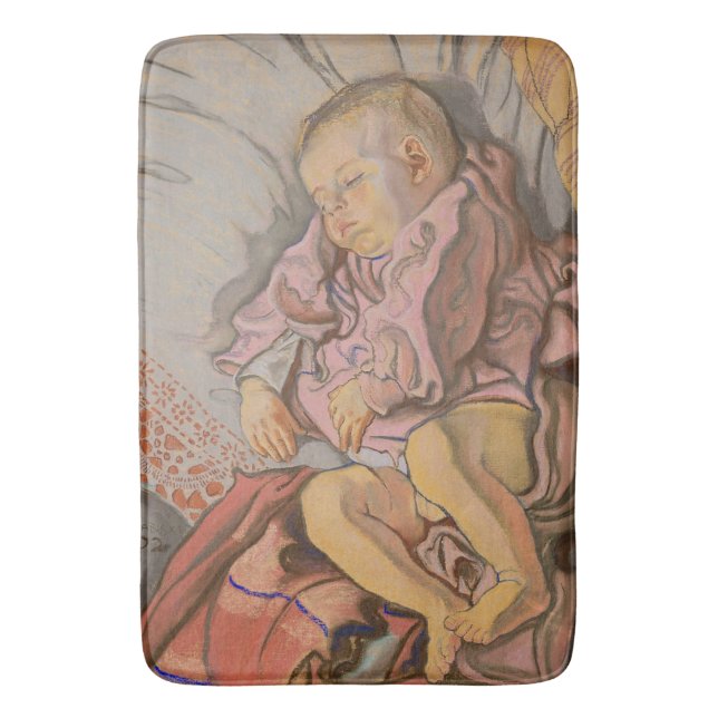Young Child Sleeping on a Pillow Bath Mat (Front Vertical)