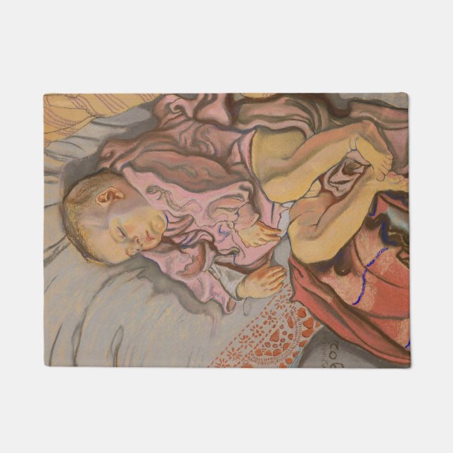 Young Child Sleeping on a Pillow Doormat (Front)