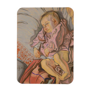 Young Child Sleeping on a Pillow Magnet