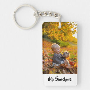 Young child with dog modern personalised photo key ring
