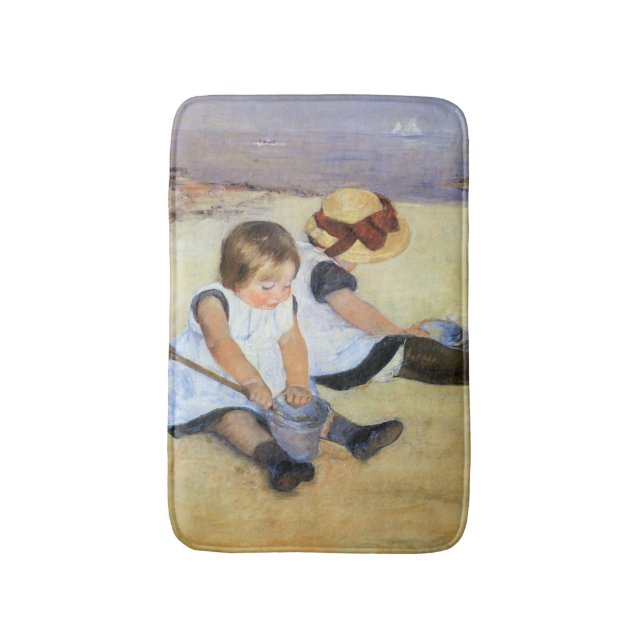 Young Children Playing on the Beach (Mary Cassatt) Bath Mat (Front Vertical)