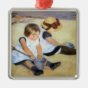 Young Children Playing on the Beach (Mary Cassatt) Metal Tree Decoration
