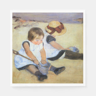 Young Children Playing on the Beach (Mary Cassatt) Napkin