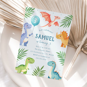 Young Child's Dinosaur Birthday Party Invitation