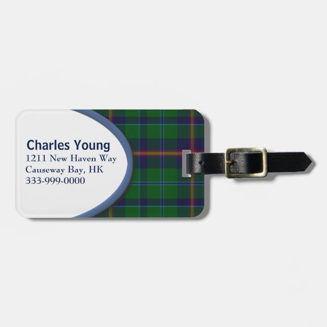 Young Clan Tartan Plaid Luggage Tag (Front Horizontal)