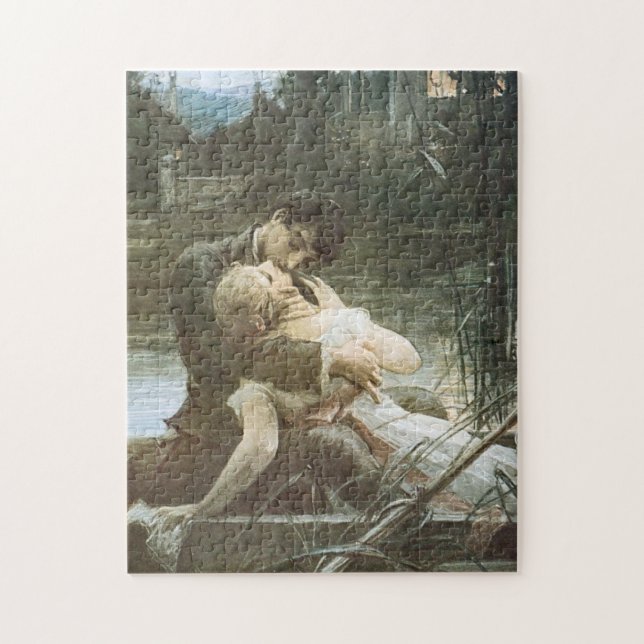 Young Couple in Love (Loving Embrace with Kissses) Jigsaw Puzzle (Vertical)