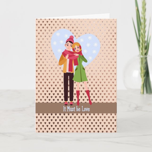 Young Couple with Heart Background, Romance Card (Front)