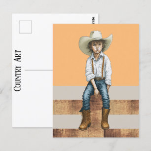 Young Cowgirl On Post Country Western Ranch Style Postcard
