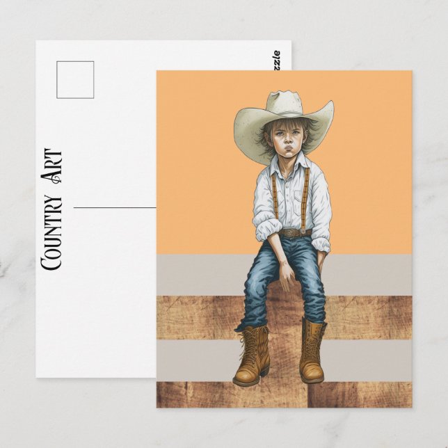 Young Cowgirl On Post Country Western Ranch Style Postcard (Front/Back)