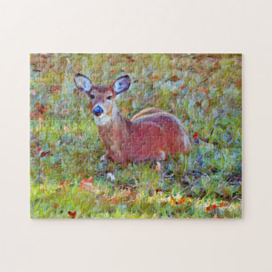 Young Deer Baby in a Meadow Art Puzzle
