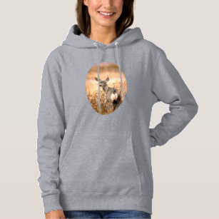 Young Deer in Wildflowers with Grungy Texture Art Hoodie