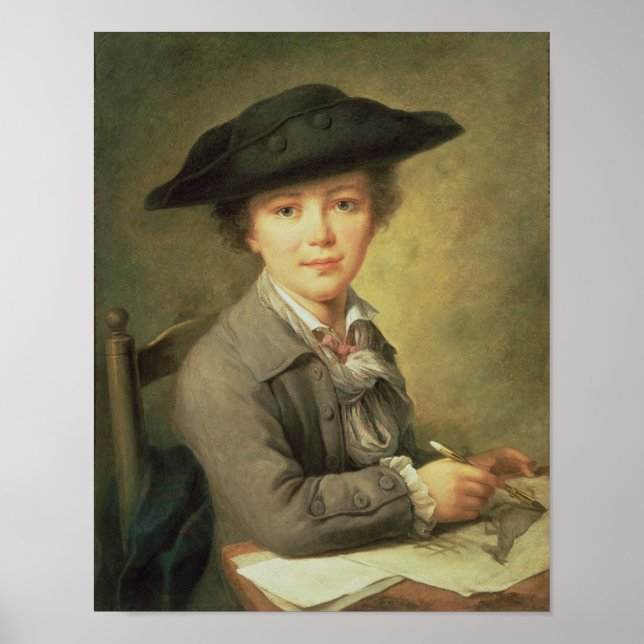 Young draughtsman in black hat, 18th century poster (Front)