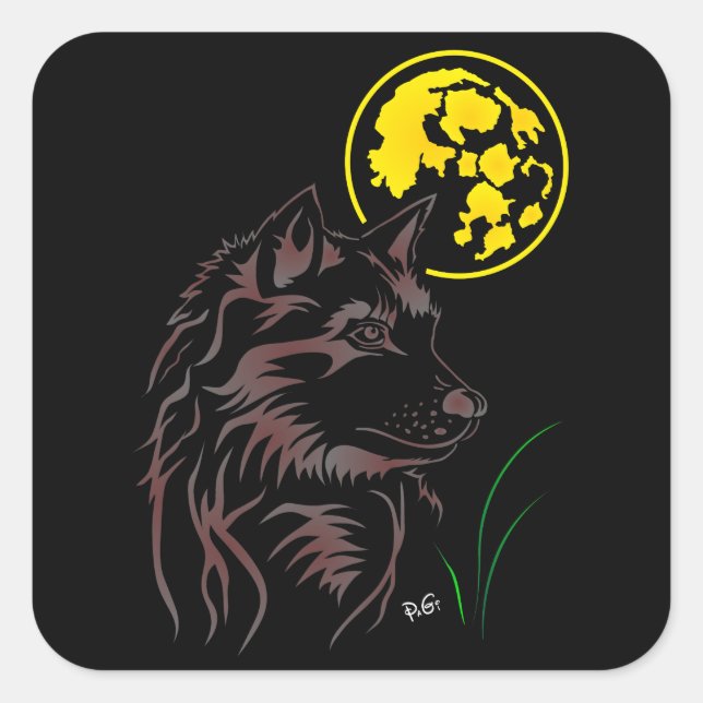 young dreamy wolf sticker (Front)