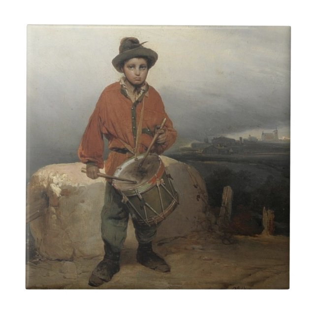 Young Drummer Boy (by Gerolamo Induno) Tile (Front)