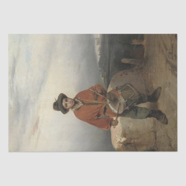 Young Drummer Boy (by Gerolamo Induno) Tissue Paper (Front)