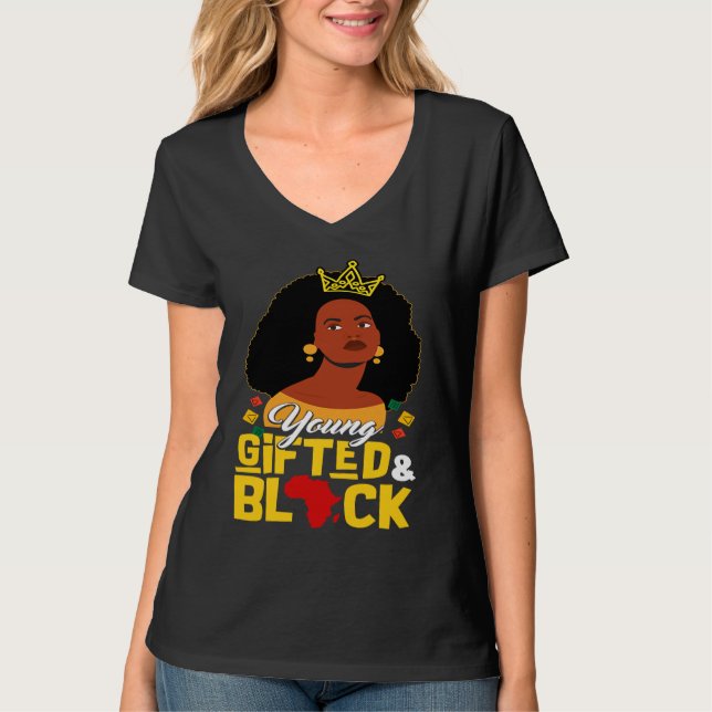 Young ed And Black Girl  Melanin Queen Girls Kids T-Shirt (Front)