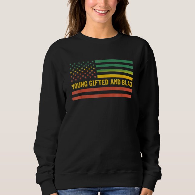 Young Ed And Black History Us Flag African America Sweatshirt (Front)