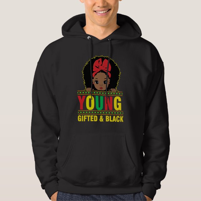 Young ed And Black Little Black Queen Melanin Girl Hoodie (Front)