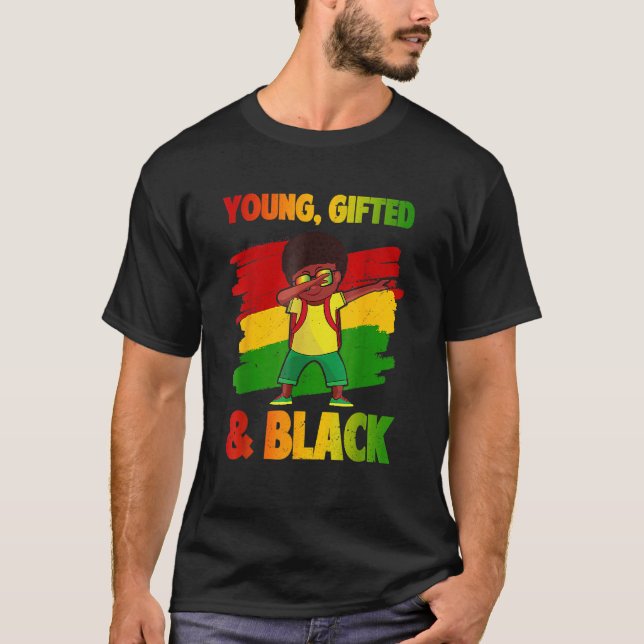 Young Ed & Black History Month Kids Cute Dabbing B T-Shirt (Front)