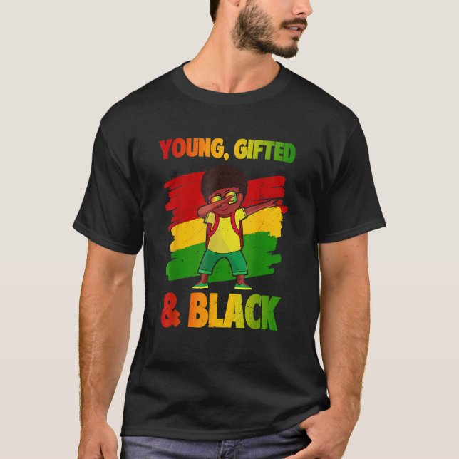 Young Ed & Black History Month Kids Cute Dabbing B T-Shirt (Front)