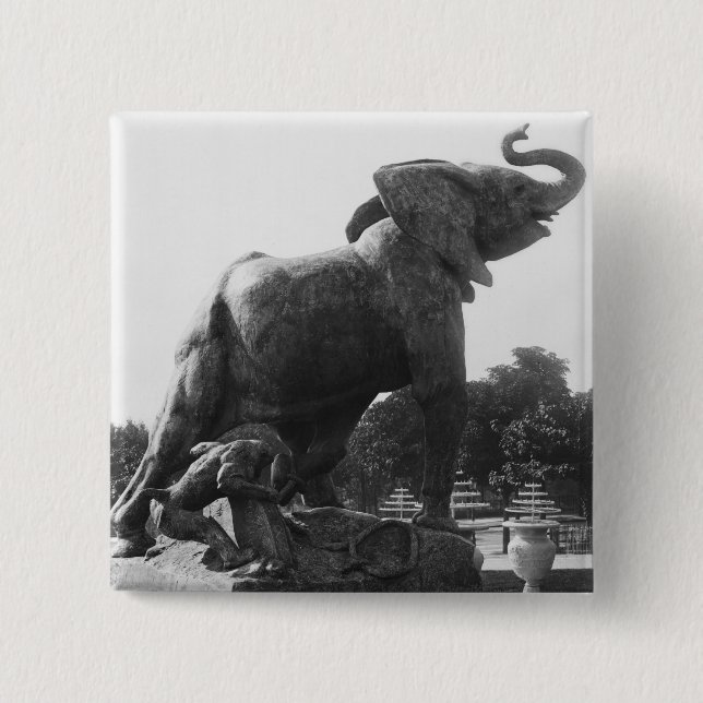 Young Elephant caught in a trap 15 Cm Square Badge (Front)