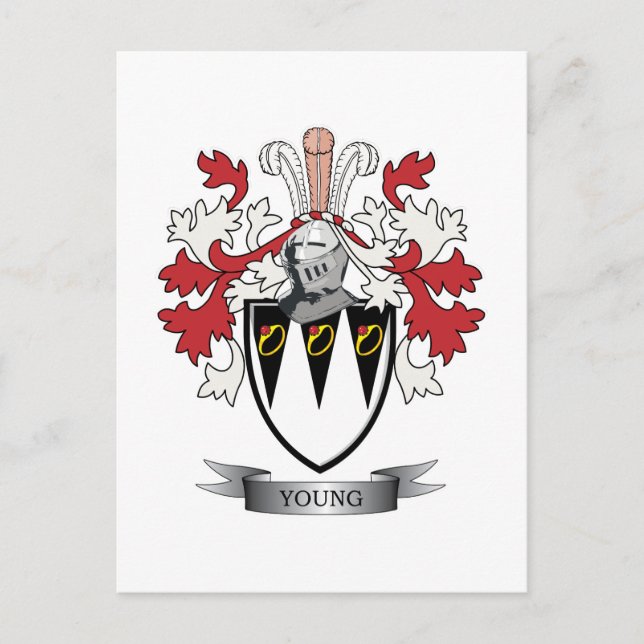 Young Family Crest Coat of Arms Postcard (Front)