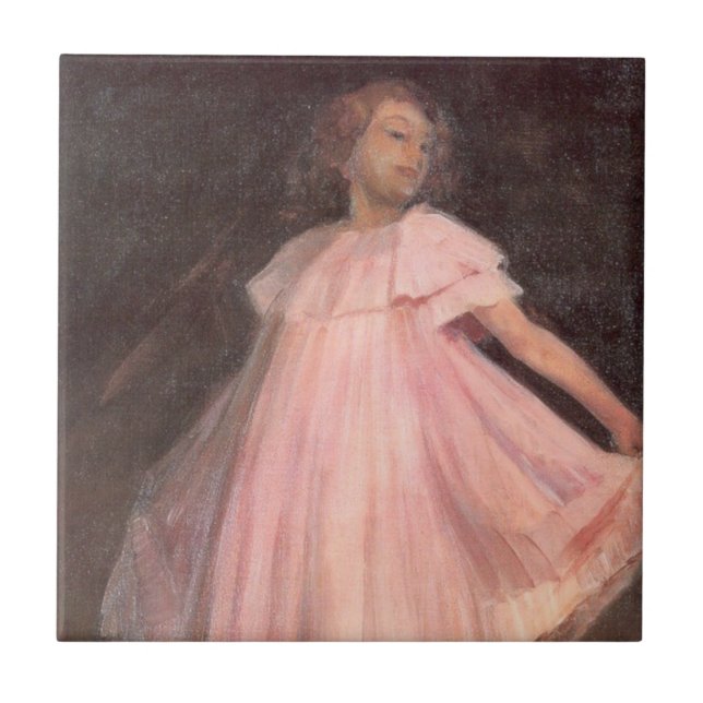 Young Female Dancer in a Pink Dress Tile (Front)