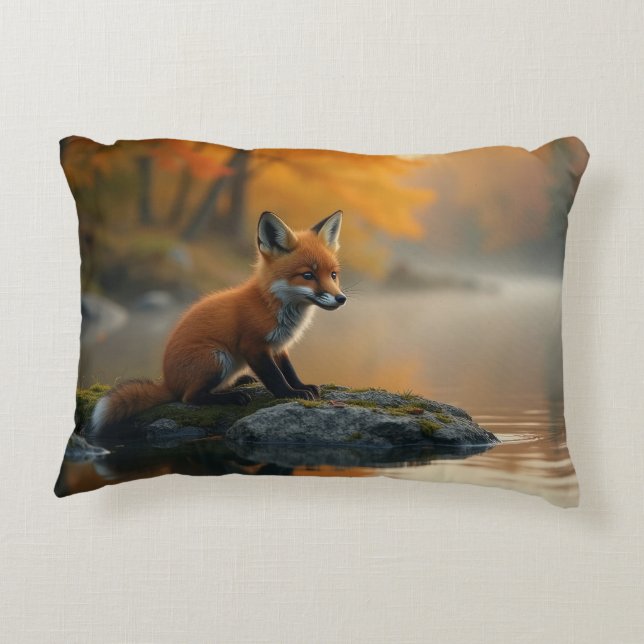 Young Fox in Autumn Decorative Cushion (Back)