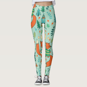 Young Foxes: Children's Seamless Pattern. Leggings