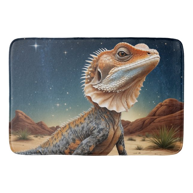 Young Frill-necked Lizard Wildlife Scene Bath Mat (Front)